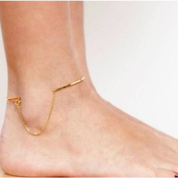 不掉色新款金色ins冷淡風C形腳鏈腳鐲高級感女極簡小眾網紅潮