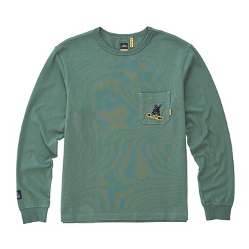 5th STREET｜男裝｜可愛動物滑雪長袖T恤｜綠色