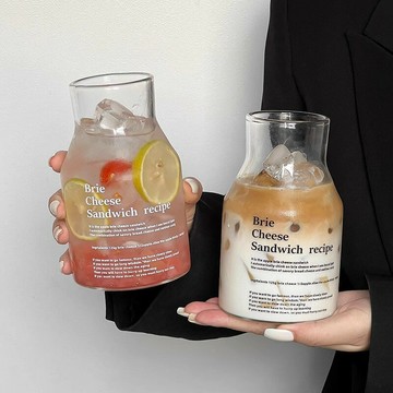 簡約高顏值字母珍珠奶茶杯大容量耐熱玻璃ins牛奶杯拿鐵咖啡杯子