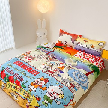 夏威夷海灘復古昭和100%純棉寢具四件套