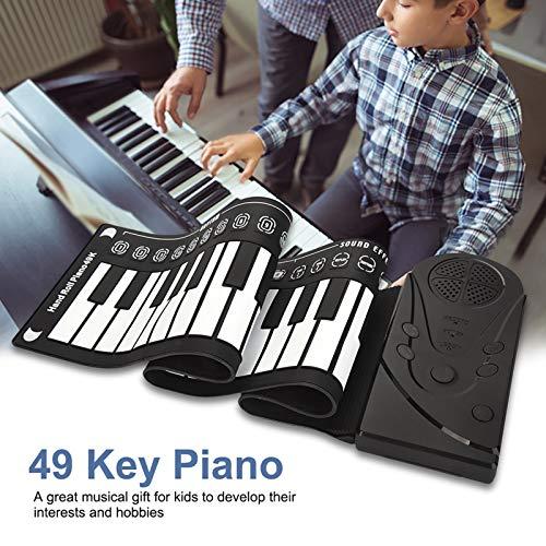 ロールアップピアノ、ポータブル49キー電子キーボードハンドロールアップピアノ子供子供初心者のための。(black)