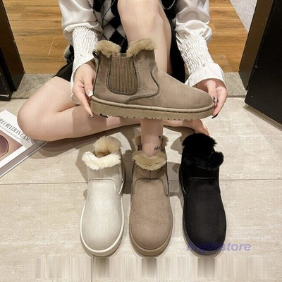 Snow サイドゴア ムートンブーツ レディース スノーブーツ ブラック ベージュ ブラウン 裏ボア ファーブーツ もこもこシューズ 冬靴 ショートブーツ カジュアル 通販 Lineポイント最大get Lineショッピング