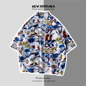 夏季中印衫男短袖日系復古很仙服衣松原宿古道袍