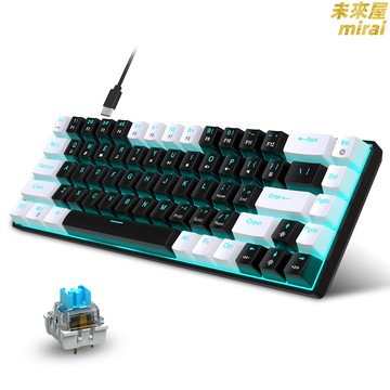 【電競熱拔插】機械鍵盤 遊戲鍵盤 電競鍵盤 有線鍵盤 68鍵鍵盤 青軸手感 雙色注塑鍵帽 冰藍背光 人體工學設計 臺式機筆記本通用