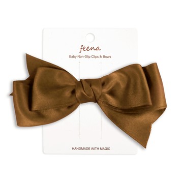 Feena - No.69蝴蝶結髮夾-棕