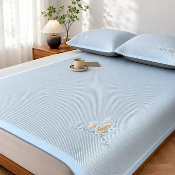 PE提花冰絲涼席_標準雙人套組 (枕套*2、涼席*1) 灰 150*200