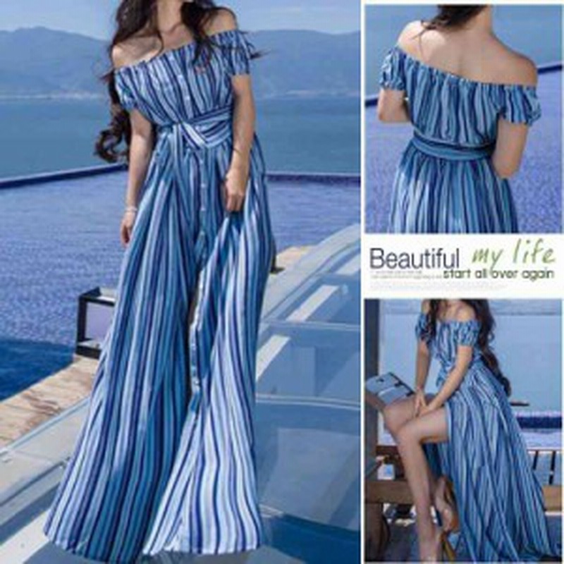 マキシワンピ 一枚で気楽 夏 半袖 ノースリーブ マキシワンピース ブルー マキシ丈 通販 Lineポイント最大1 0 Get Lineショッピング