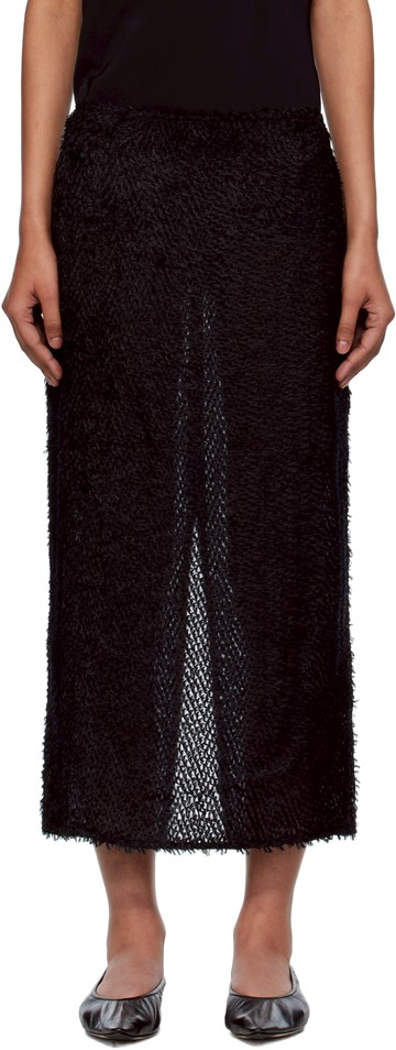 St. Agni 黑色 Feathered Silk 半身裙