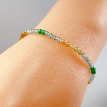 冰種多彩翡翠手珠手鍊 | 天然緬甸玉A貨翡翠 | 送禮