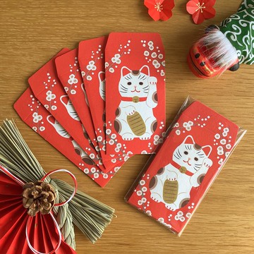 紅包袋 招財貓 一組五枚