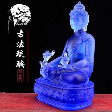 藥師佛琉璃 經藥師佛像客廳玄關擺件定制琉璃光如來佛像 現貨 免運 交換禮物全館免運