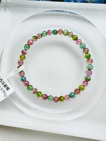 高單彩稀有色西瓜碧璽4.4-4.7mm5.94g帕萊依巴藍旺夫石電氣石高頻