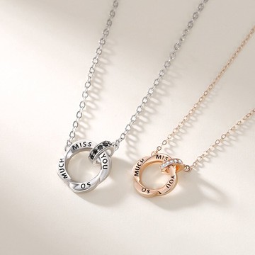 925純銀項鍊情侶對鍊-莫比烏斯環鑲鑽抛光男女飾品74cj8【獨家進口】【米蘭精品】