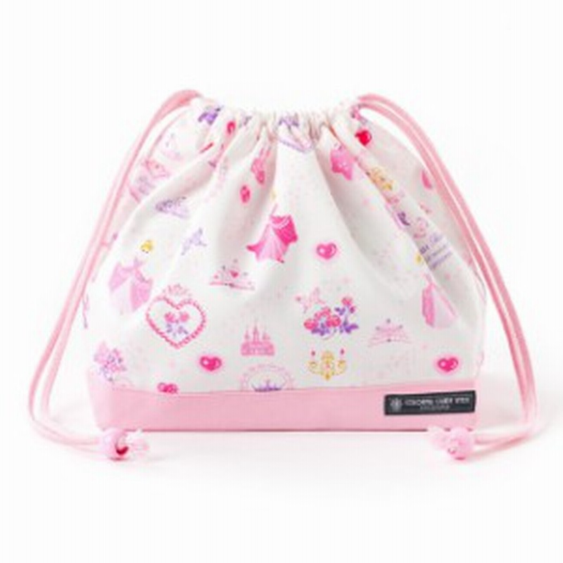 巾着 中 マチ有りお弁当袋 ネームタグ付き プリンセスドレスで彩るパウダールーム ホワイト N 通販 Lineポイント最大3 0 Get Lineショッピング