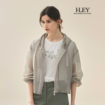 ILEY伊蕾 清涼透膚萊賽爾連帽抽繩外套(灰；M-2L)