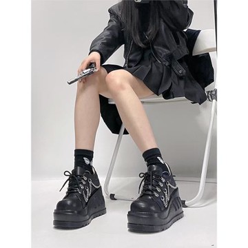 歐美式朋克鉚釘暗黑超厚底單鞋