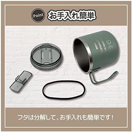 HOLIDAY MARKET ステンレス マグカップ 蓋付き コップ 保温 保冷 350ml アウトドア キャンプ (ハレイワグレー)