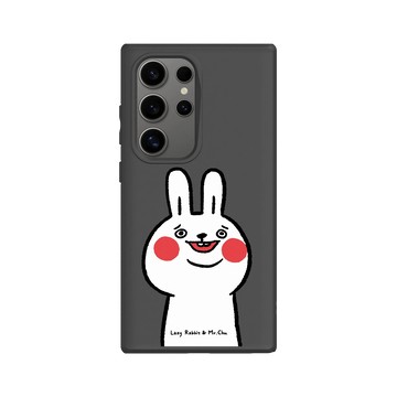 Galaxy S24 Ultra SolidSuit 黑 - 懶散兔與啾先生 Lazy Rabbit and Mr.Chu - 傻笑
