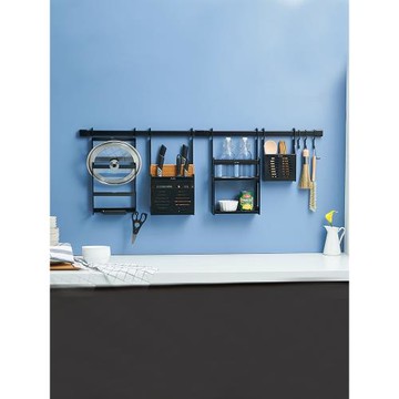 歐文太空鋁廚房墻上壁掛調味收納架刀架掛件掛桿鍋蓋架廚房置物架