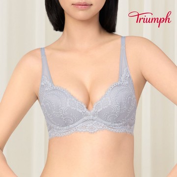 黛安芬-Premium 愛戀系列 水波低V無鋼圈內衣 B-D 藍｜11R1914 QO