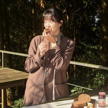 立體條紋女士西裝外套 (THot 發熱保暖)-棕