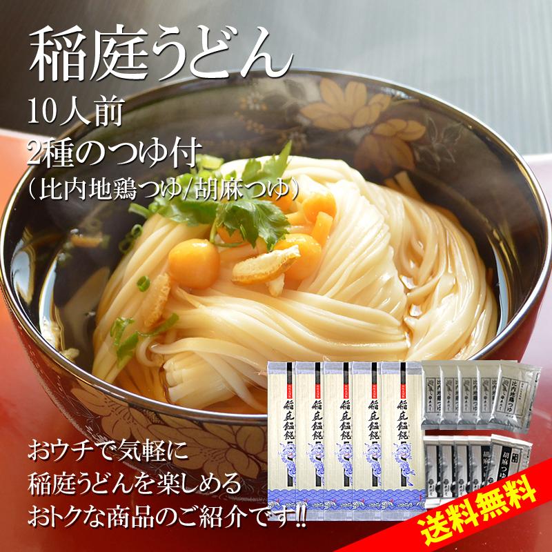 無限堂 稲庭うどん 自宅用 180g×5袋　2種のつゆ付き(10人前)