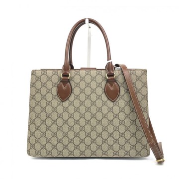 gucci棕色老花帆布手提包