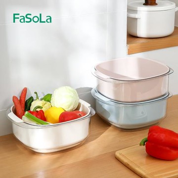 MUJIE家用雙層瀝水籃廚房加厚塑料洗菜盆水果收納籃洗菜