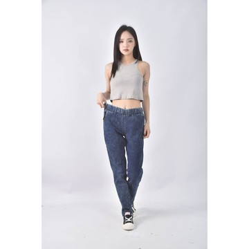 (M) ob select丹寧牛仔緊身藍色長褲二手衣