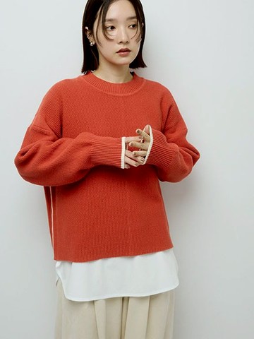 滾邊拼接小高領針織上衣(06000763700) - Green Parks