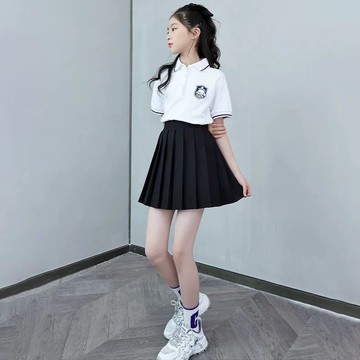 台灣出貨 女童JK套裝夏季薄款網紅時髦中大童學院風裙子班服兩件套兒童夏裝 女童套裝 女童夏季套裝 女童兩件套