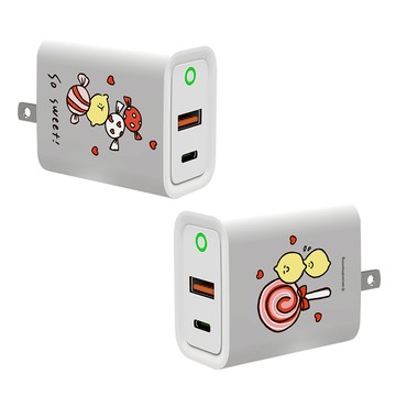 【正版授權】Second Morning甜甜糖果USB3.0+PD20W雙孔充電器