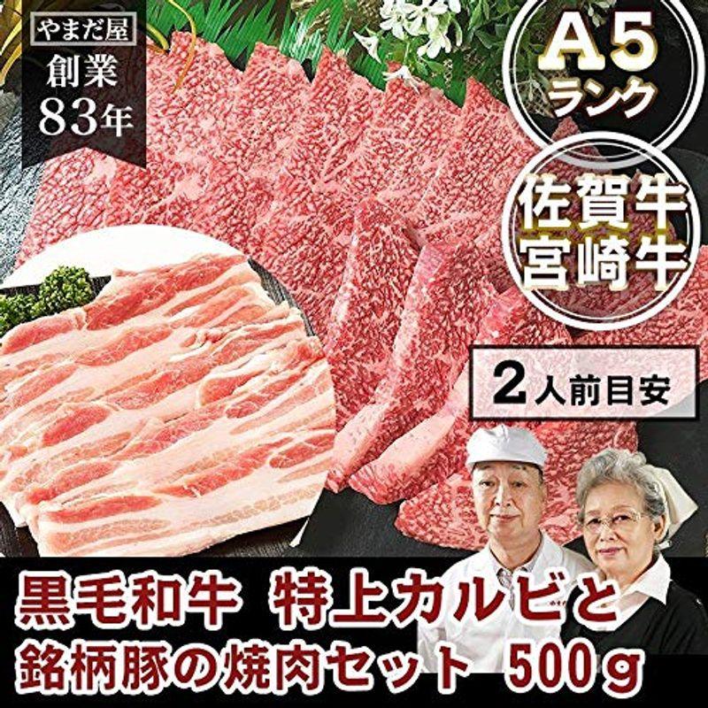 佐賀牛 宮崎牛 和牛カルビ 銘柄豚 焼肉セット A5 500g 国産 高級 黒毛和牛 銘柄豚 和牛 牛肉 豚肉 肉 詰め合わせ ギフト 肉の