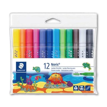 【STAEDTLER 施德樓】專業精品級 快樂學園 水易洗加寬三角彩色筆12色組 MS328 BWP12