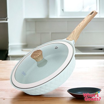 廠商配送 德鉑Debo菱格紋單把複底不沾平底鍋(28cm)