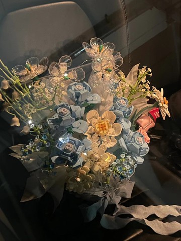 免運/開發票 現貨速發 積木花束佳奇女孩子系列拼裝玩具藍玫瑰花男生情人節禮物