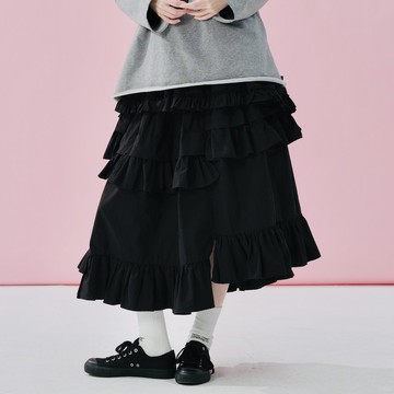 黑色高腰不規則半身裙 / 裙子