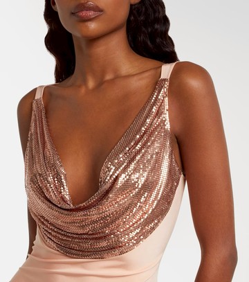 Rabanne Chainmail satin gathered gown