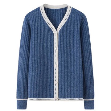 22秋冬新款100純羊絨衫女開衫加厚保暖花紗寬松外穿毛衣外套E1447