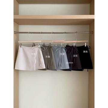 【太妮絲LE132】現貨 綁帶西裝短裙 防走光短裙子 側邊綁帶 半身裙 西裝裙 顯瘦 雪紡裙 檸檬家 THE LIMON