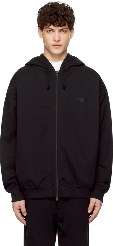 Y-3 黑色 French Terry Zip 连帽衫
