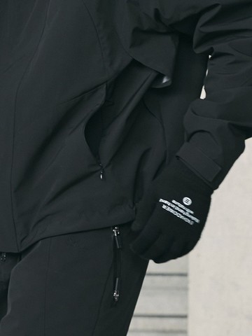 簡約LOGO字母撞色針織毛線保暖手套