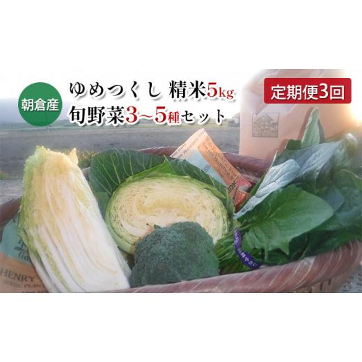 ふるさと納税 福岡県 朝倉市 定期便 3回 米 5kg 季節野菜 セット 精米 ゆめつくし