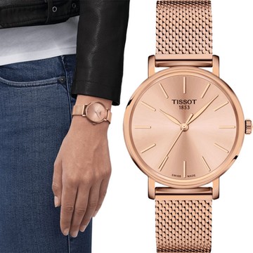 TISSOT 天梭 官方授權 Everytime 經典雋永米蘭女錶 1212購物節 送禮推薦-玫瑰金 T1432103333100