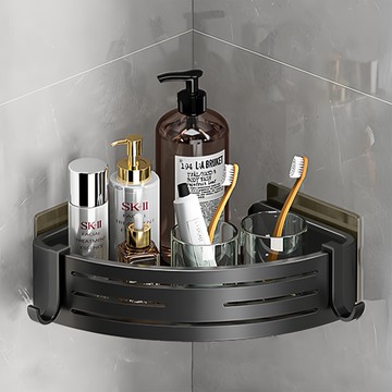 ILIFE 廚房浴室壁掛鋁合金三角籃 6.8H 加厚加高 消光灰 -7入  1組