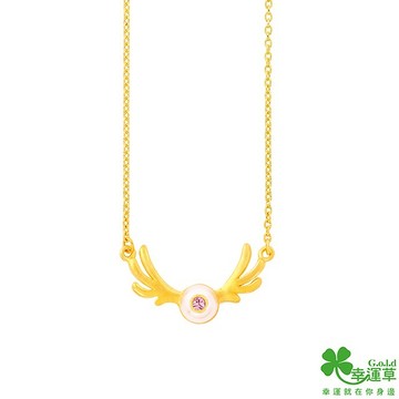 【幸運草金飾】小鹿菲菲黃金/水晶珍珠項鍊