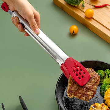 不粘鍋專用防燙牛排夾304不銹鋼長硅膠烤肉燒烤夾子耐高溫食物夾