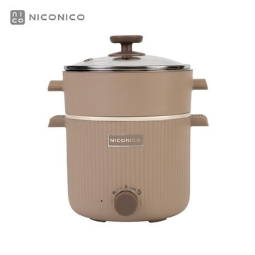 NICONICO 1.5L多功能陶瓷鈦美食料理鍋 電火鍋 獨享鍋 快煮鍋 泡麵鍋 蒸鍋 NI-GP2503