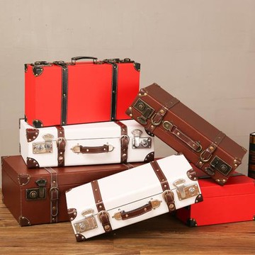 復古手提收納箱衣服旅行箱老式木箱子裝飾拍攝道具箱創意櫥窗擺件