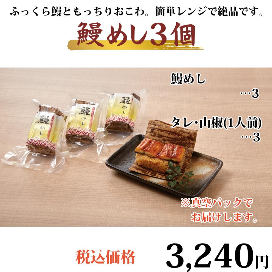 お歳暮 うなぎ 鰻 国産 プレゼント ギフト 蒲焼 おこわ 鰻めし 100g×3個セット ての字